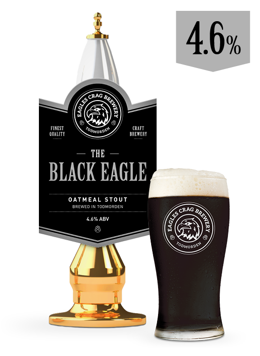 Craft beer cask and pint of The Black Eagle
