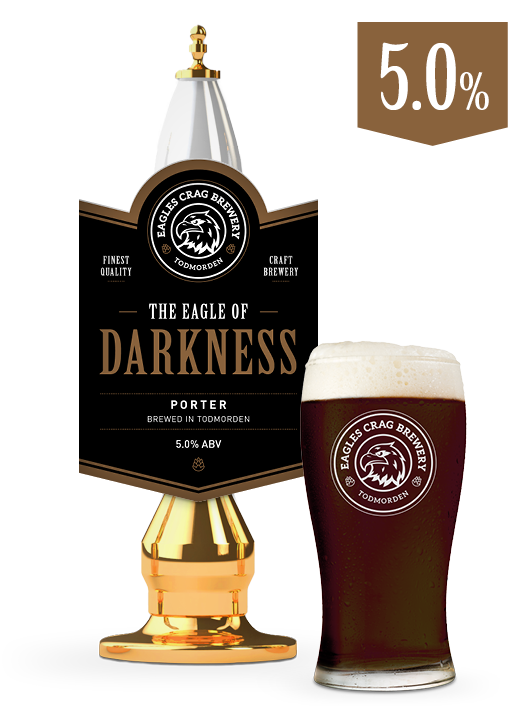 Craft beer cask and pint of The Eagle of Darkness