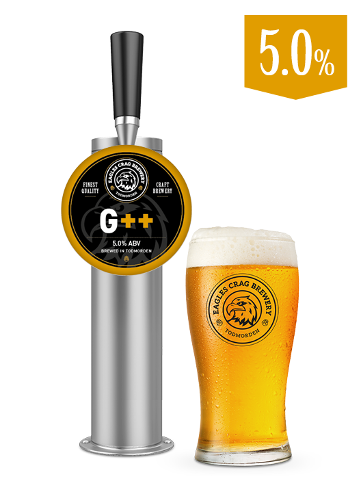 Craft beer keg and pint of G++